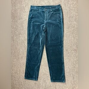 Isaac Mizrahi Live Teal Velvet Slim Leg Pants Petite 6P